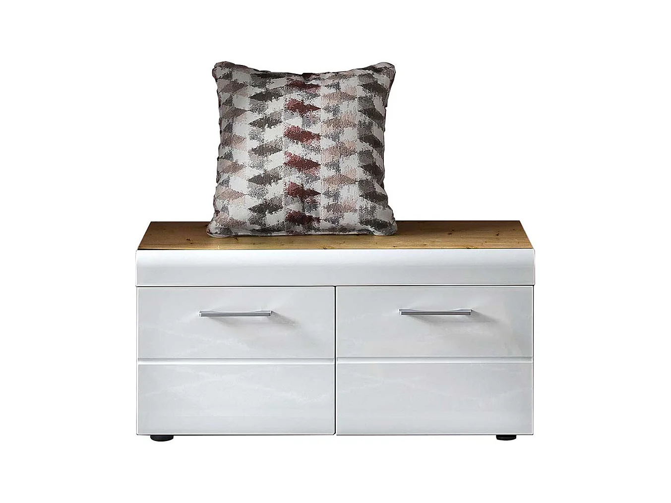 Garderobenschuhschrank in Wildeichefarben Weiß Hochglanz