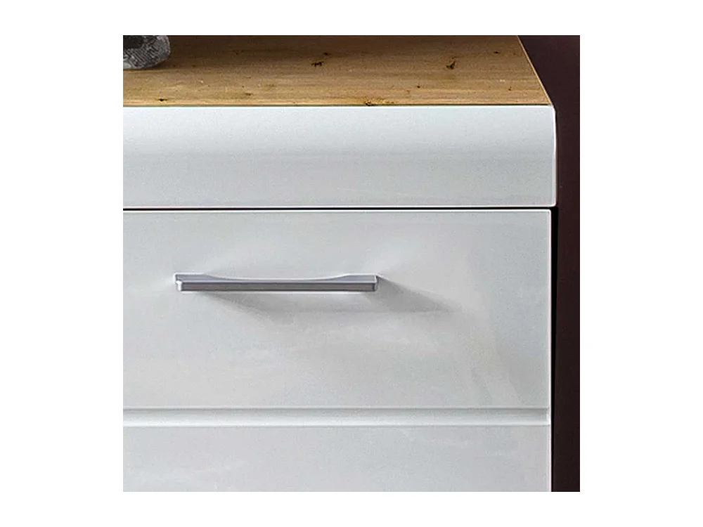 Garderobenschuhschrank in Wildeichefarben Weiß Hochglanz