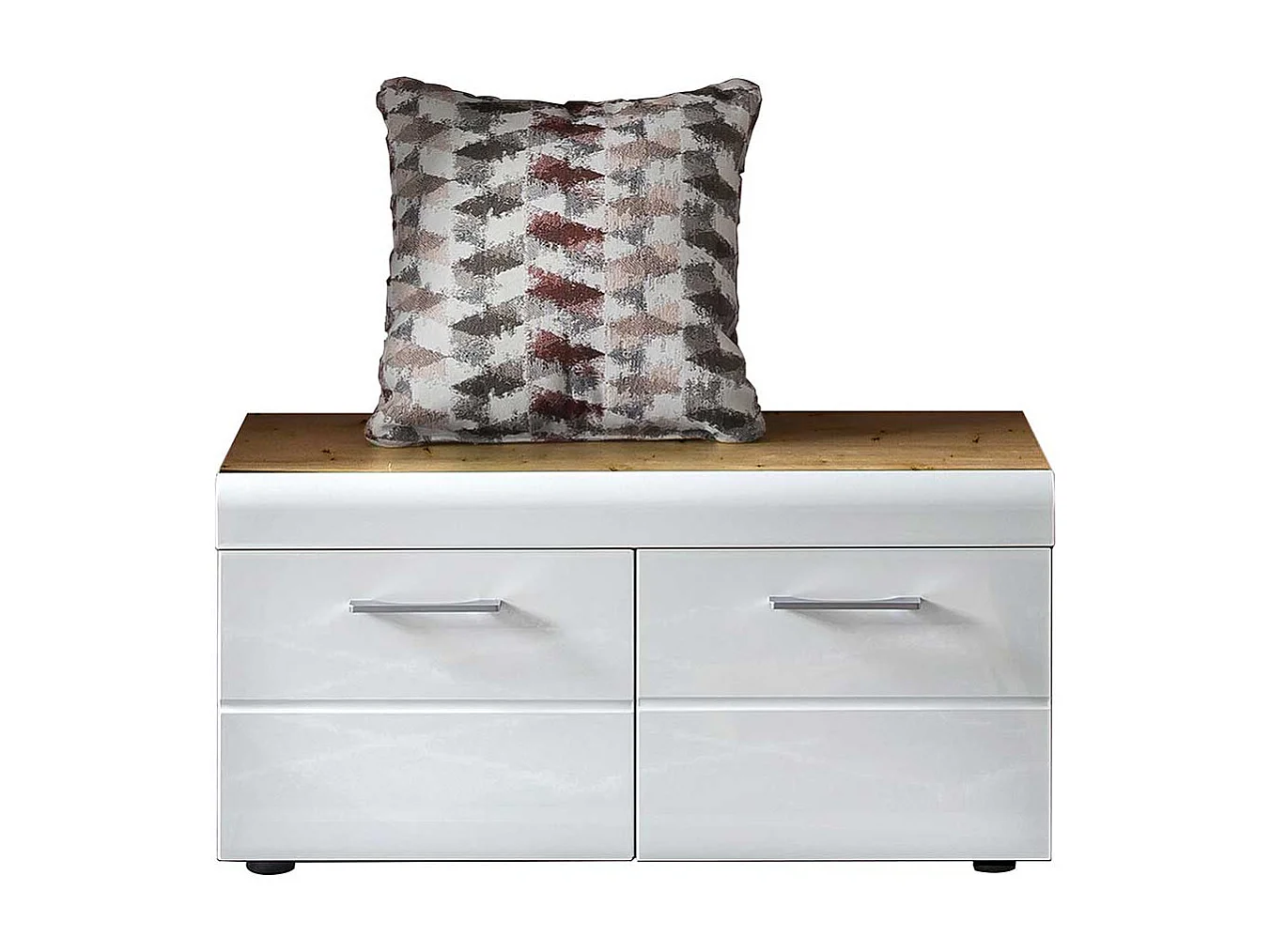 Garderobenschuhschrank in Wildeichefarben Weiß Hochglanz