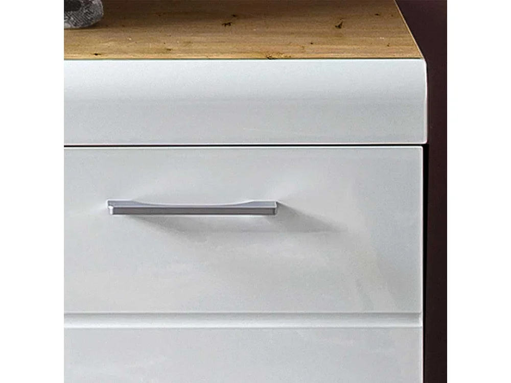 Garderobenschuhschrank in Wildeichefarben Weiß Hochglanz