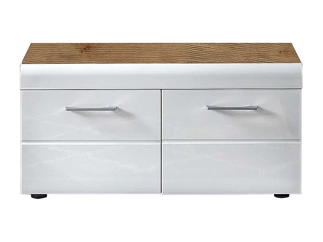 Garderobenschuhschrank in Wildeichefarben Weiß Hochglanz