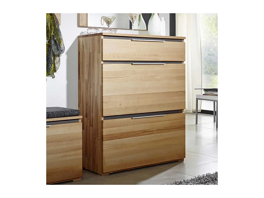 Massivholz Schuhschrank aus Kernbuche geölt Klappen