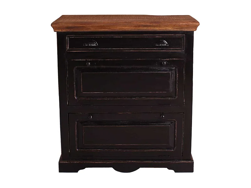 Kolonialstil Schuhkipper in Schwarz und Honigfarben 85 cm breit