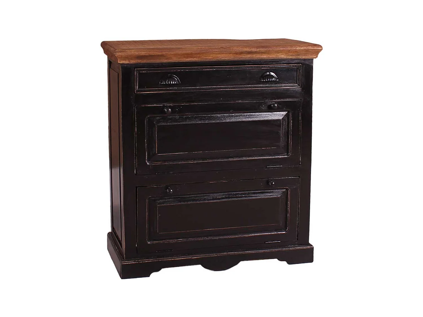 Kolonialstil Schuhkipper in Schwarz und Honigfarben 85 cm breit