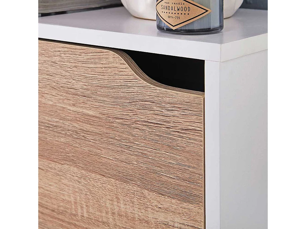 Schuhkipper hoch in Sonoma-Eiche und Weiß vier Schuhwalzen