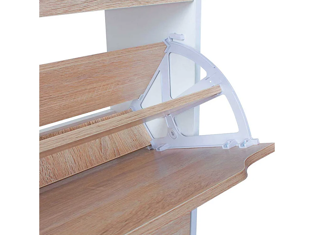 Schuhkipper hoch in Sonoma-Eiche und Weiß vier Schuhwalzen