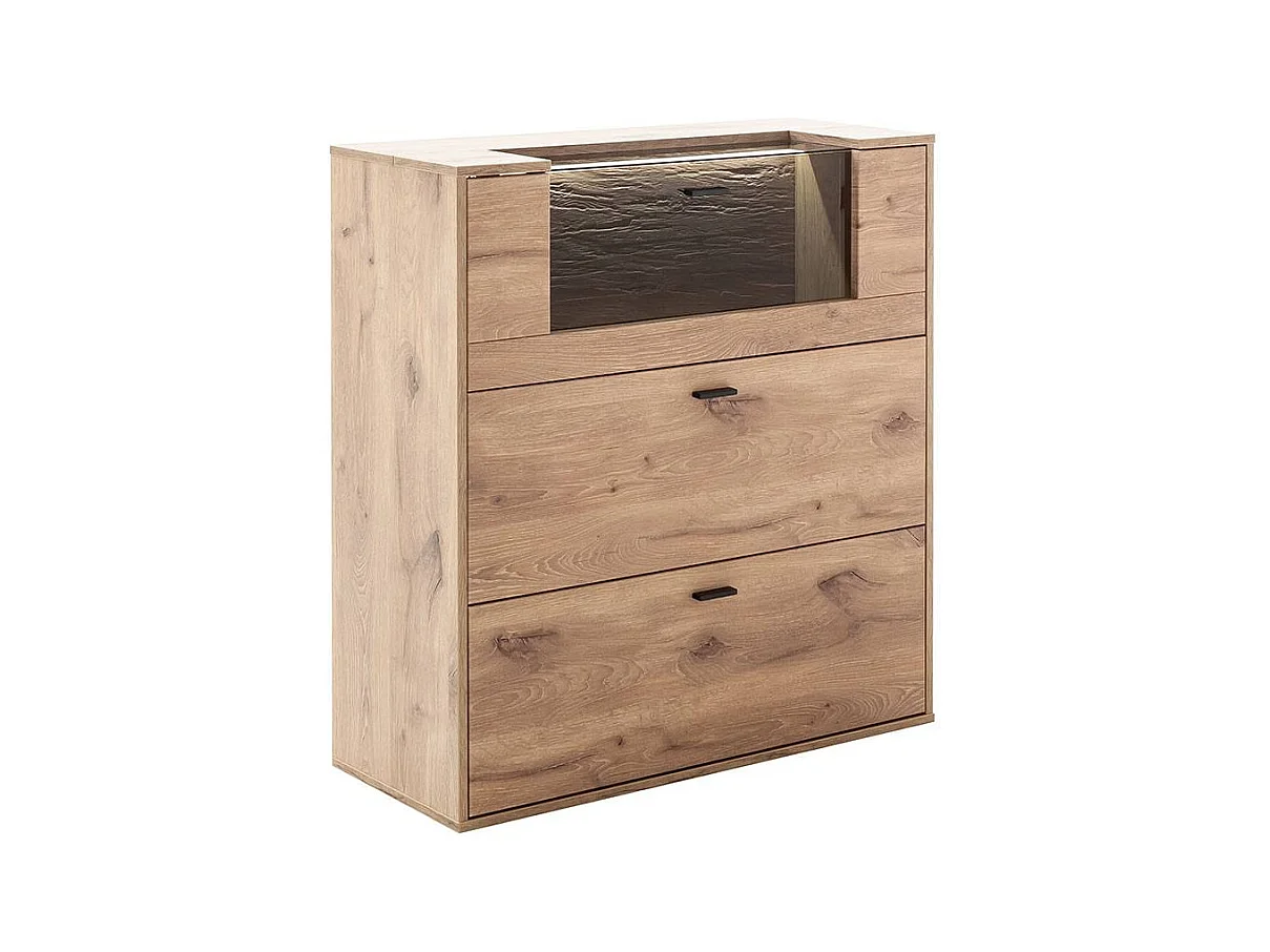 Schuhschrank Schuhklappenschrank mit LED Beleuchtung in Wildeichefarben