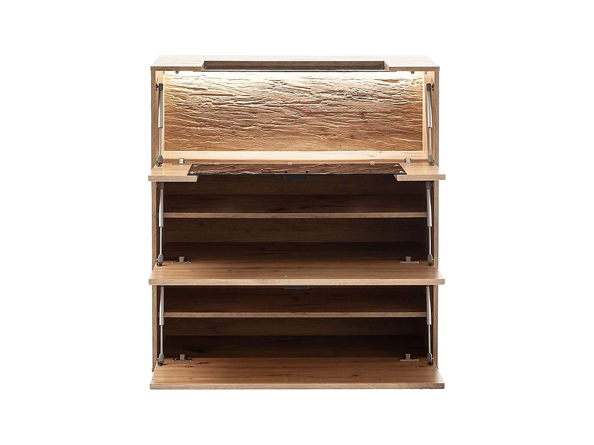 Schuhschrank Schuhklappenschrank mit LED Beleuchtung in Wildeichefarben