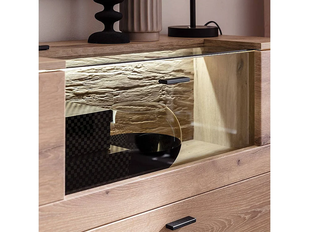 Schuhschrank Schuhklappenschrank mit LED Beleuchtung in Wildeichefarben