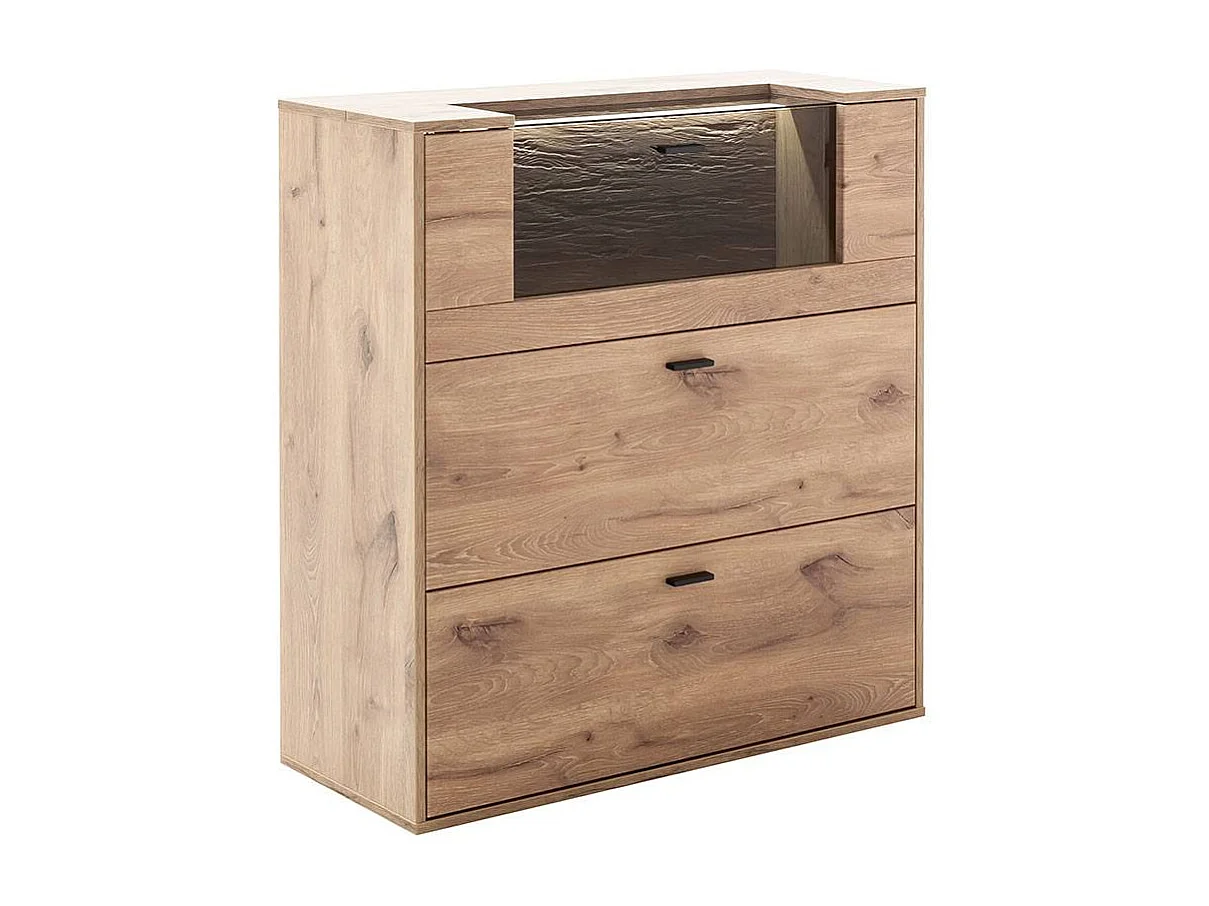 Schuhschrank Schuhklappenschrank mit LED Beleuchtung in Wildeichefarben