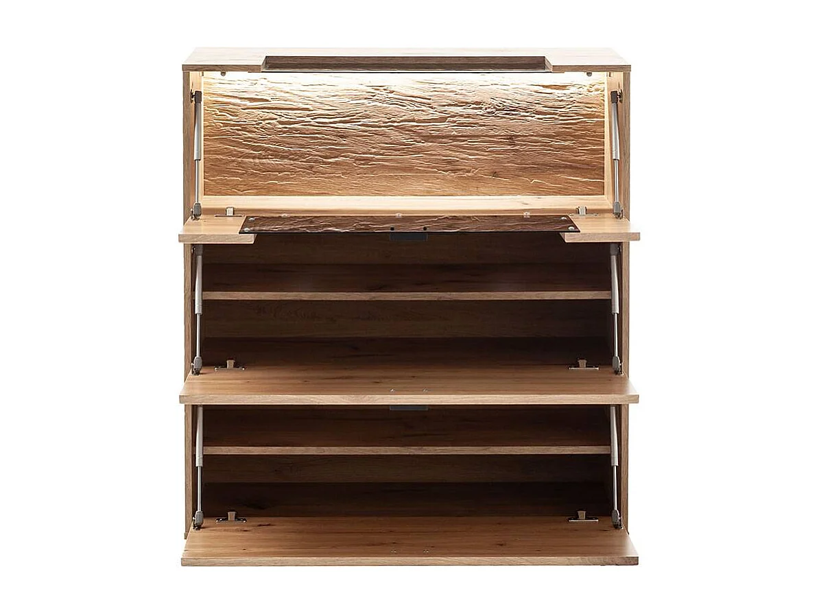 Schuhschrank Schuhklappenschrank mit LED Beleuchtung in Wildeichefarben