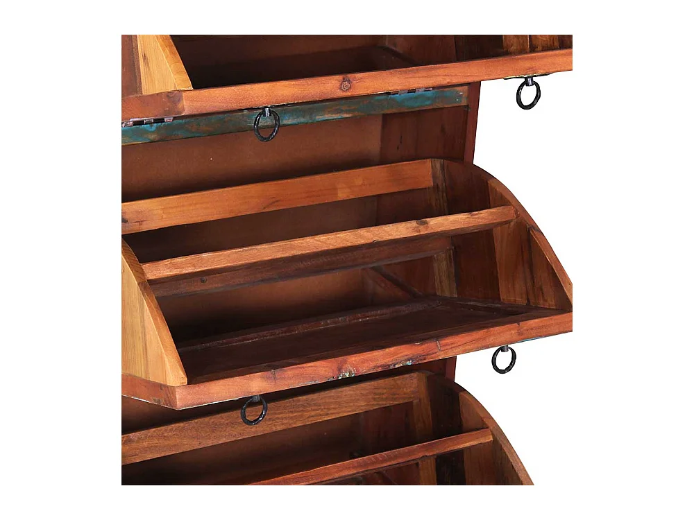 Schuh Schrank aus buntem Recyclingholz vier Schuhklappen