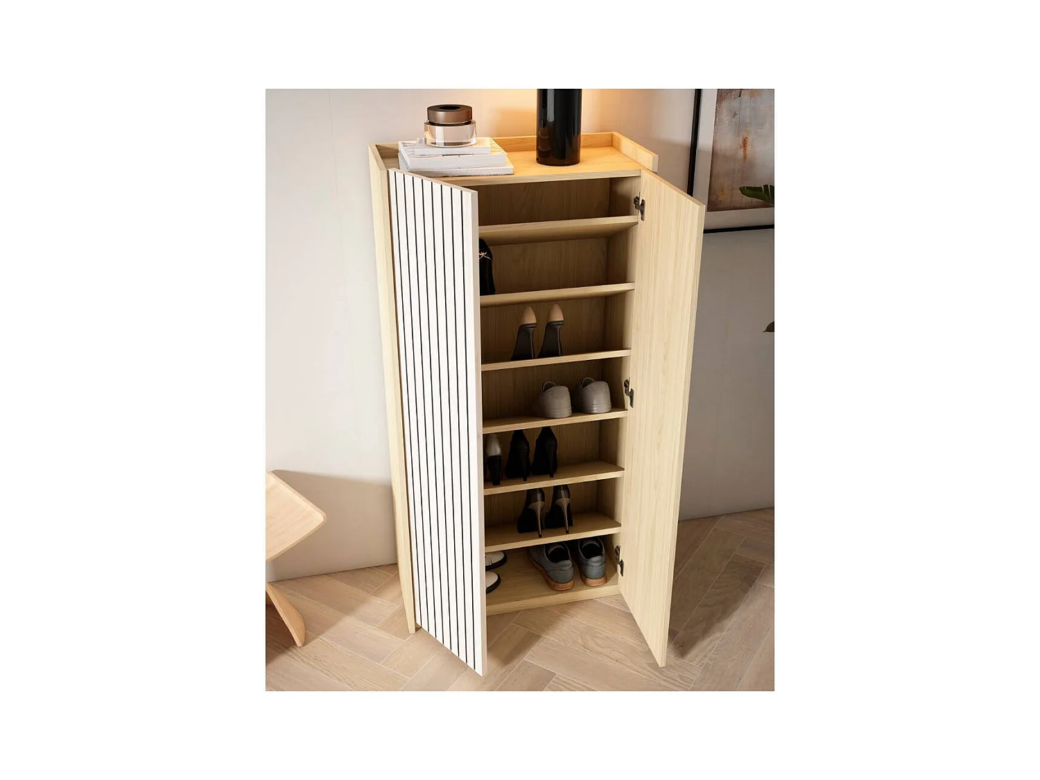 Garderobenschuhschrank Schuhgarderobe in modernem Design 130 cm hoch