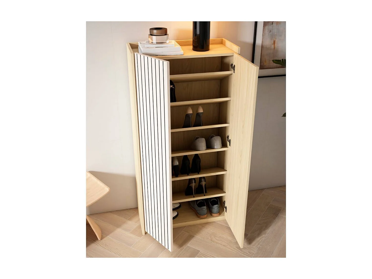 Garderobenschuhschrank Schuhgarderobe in modernem Design 130 cm hoch