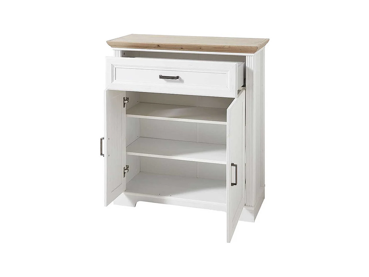 Landhausschrank für Schuhe Weiß und Eichefarben