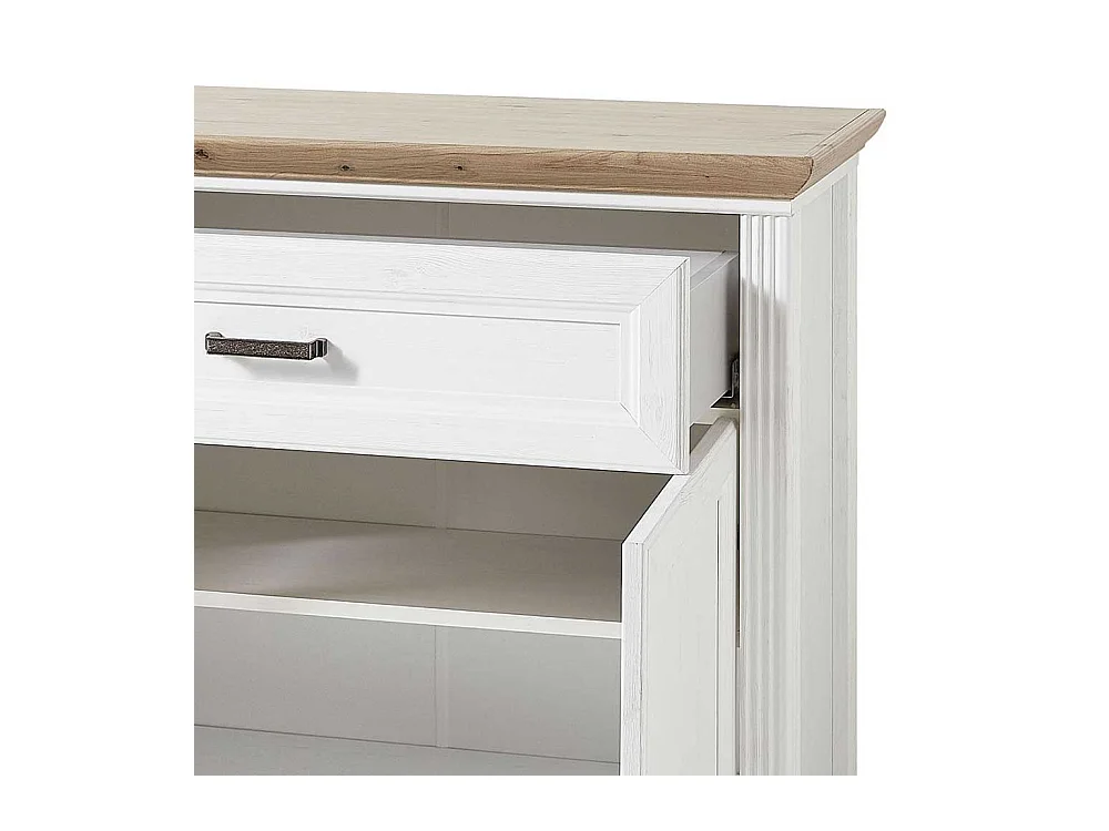 Landhausschrank für Schuhe Weiß und Eichefarben