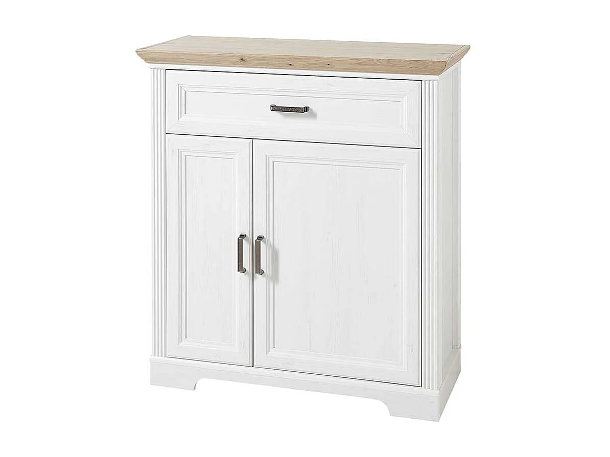 Landhausschrank für Schuhe Weiß und Eichefarben