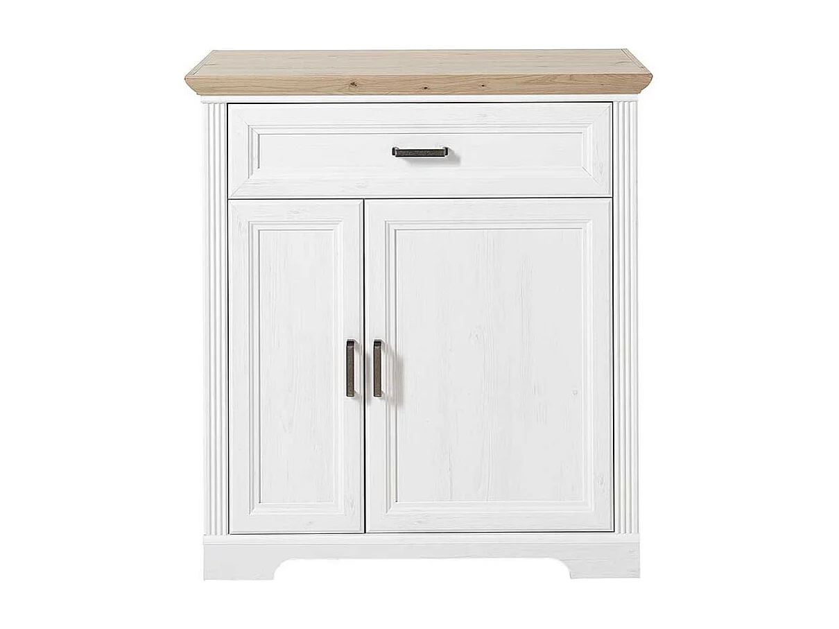 Landhausschrank für Schuhe Weiß und Eichefarben