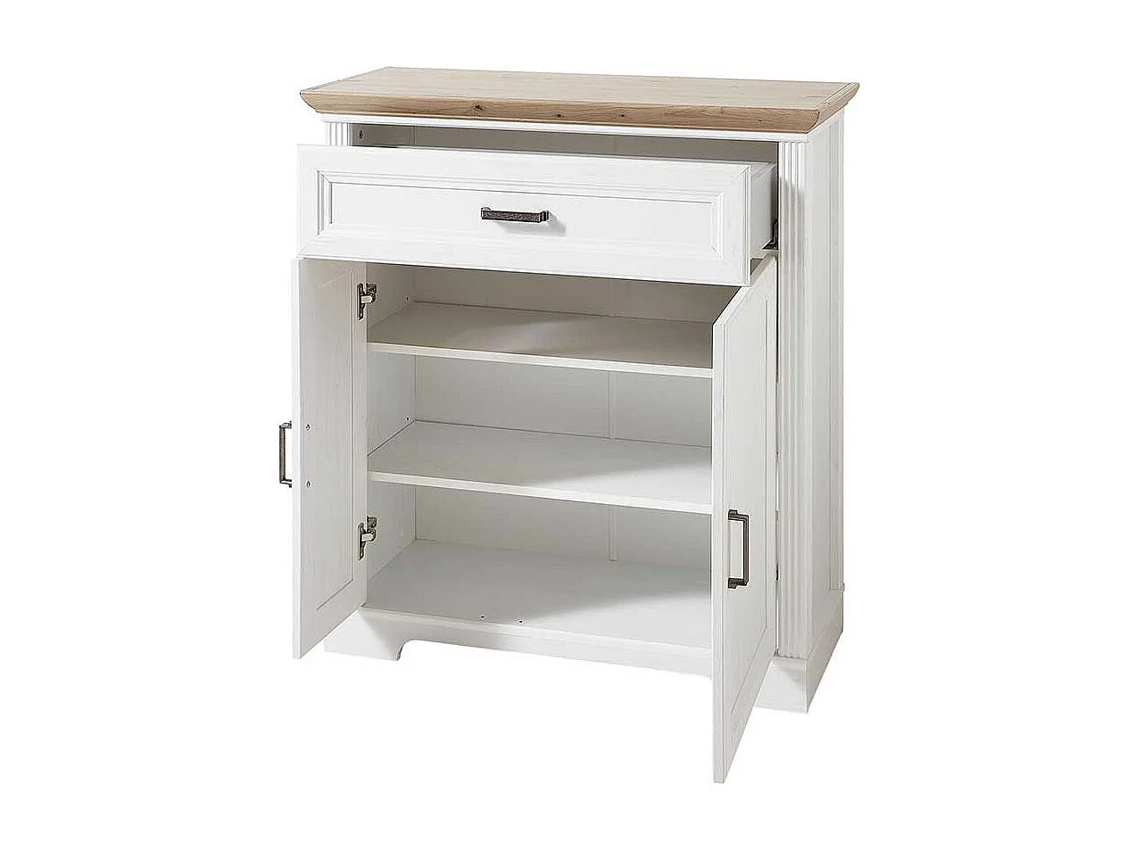 Landhausschrank für Schuhe Weiß und Eichefarben