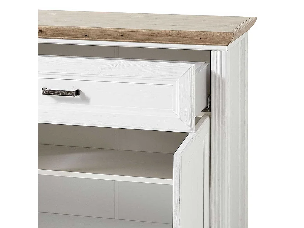 Landhausschrank für Schuhe Weiß und Eichefarben