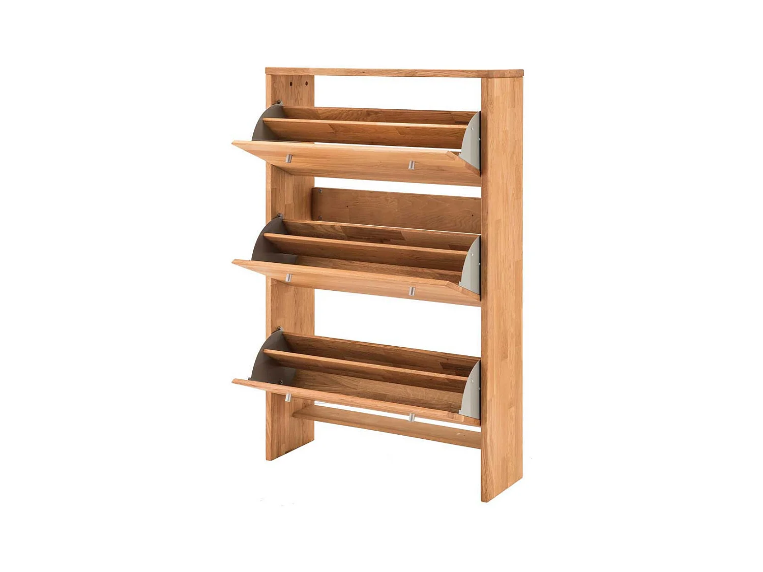 Schuh Klappenschrank aus Wildeiche Massivholz 3 Klappen