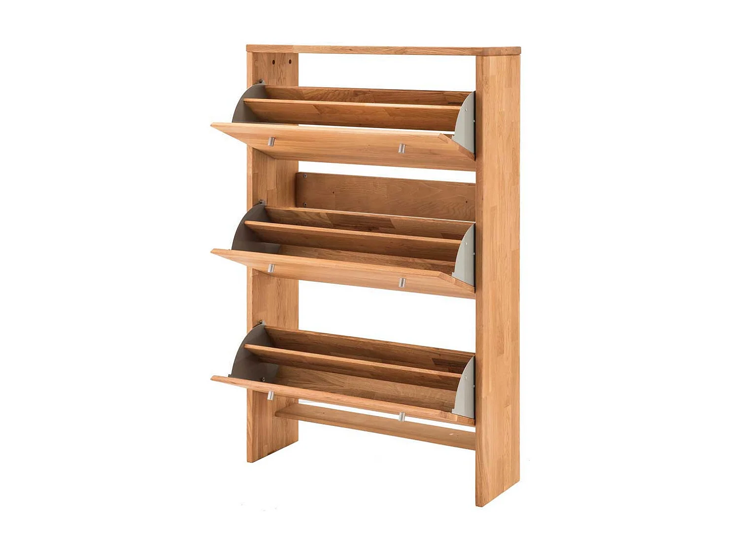 Schuh Klappenschrank aus Wildeiche Massivholz 3 Klappen
