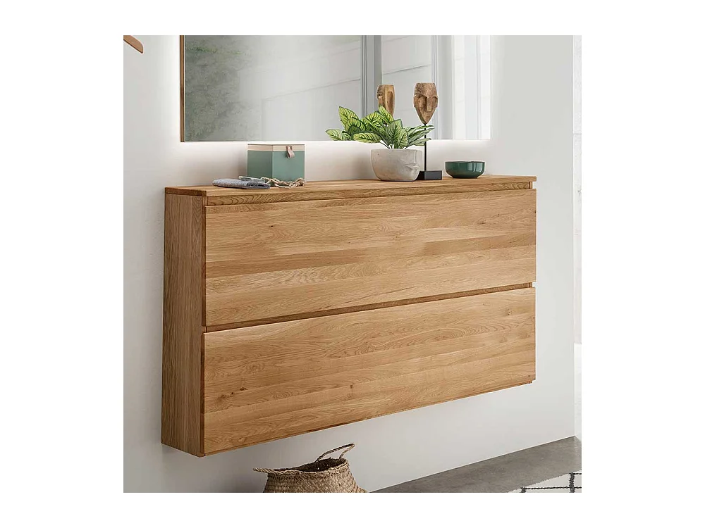 Wand Schuhschrank aus Asteiche Massivholz zwei Schuhwalzen