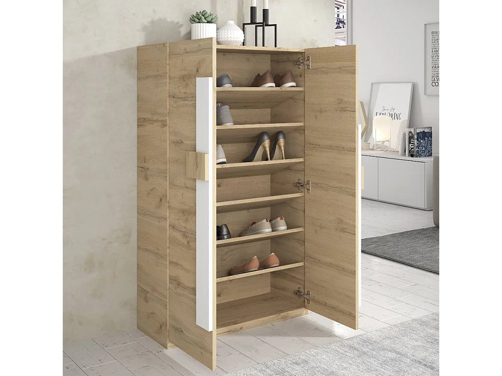 Schuh Schrank Schuhgarderobe 2 türig in Wildeichefarben