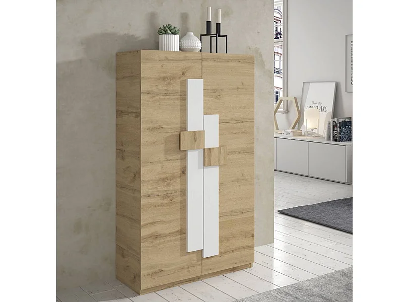 Schuh Schrank Schuhgarderobe 2 türig in Wildeichefarben