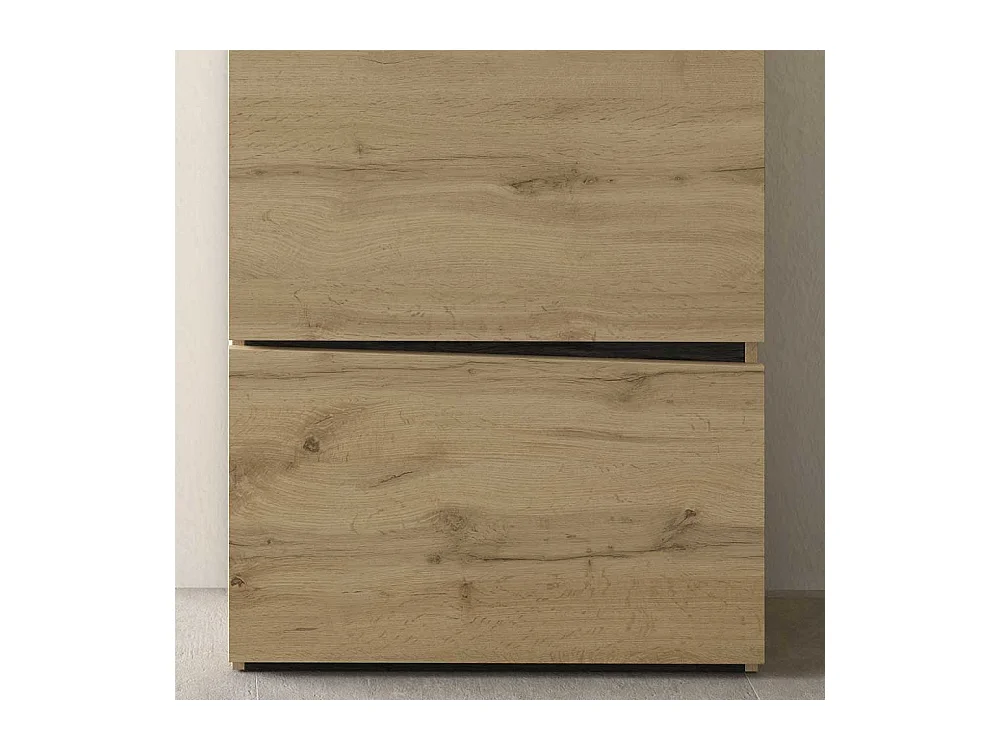 Schuhklappenschrank in Wildeichefarben und Schwarz 65 cm breit