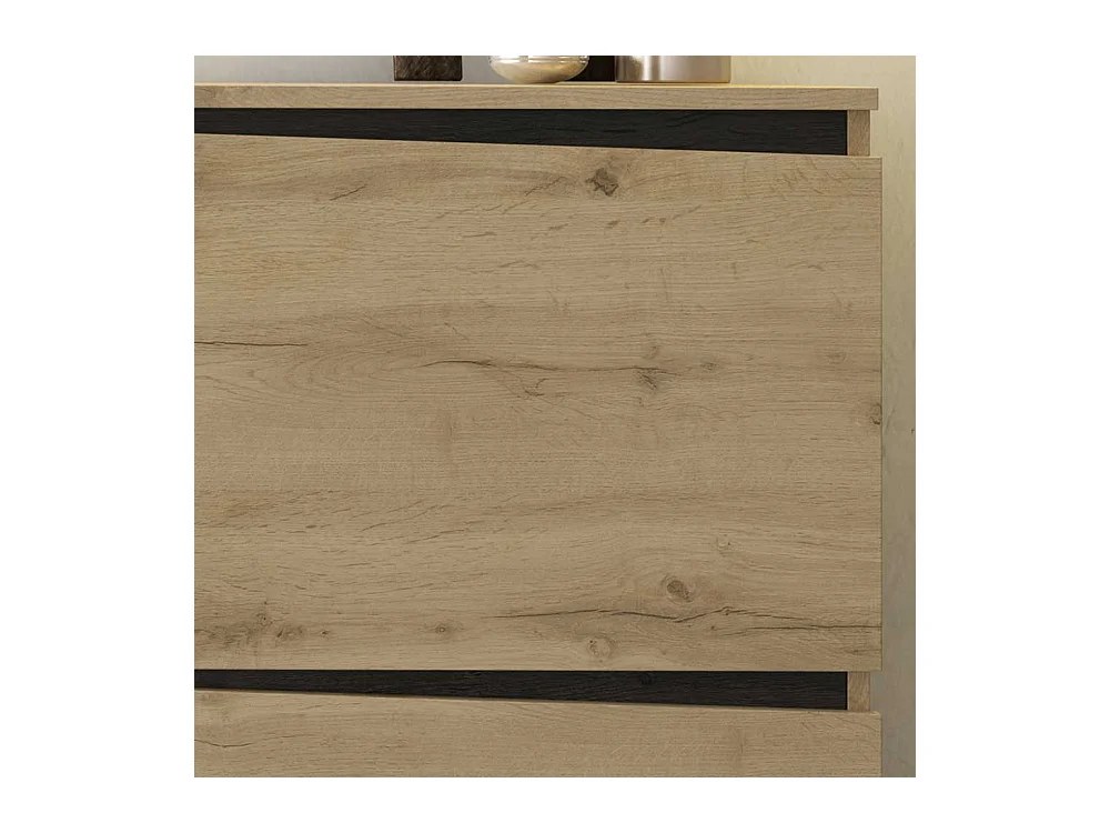 Schuhklappenschrank in Wildeichefarben und Schwarz 65 cm breit