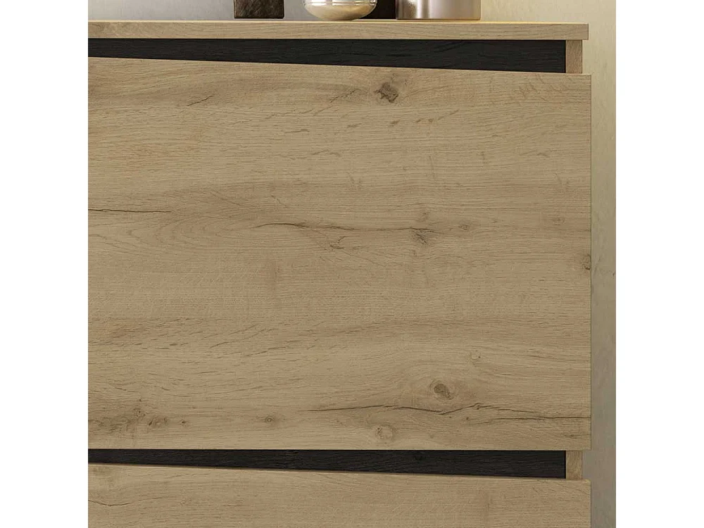 Schuhklappenschrank in Wildeichefarben und Schwarz 65 cm breit