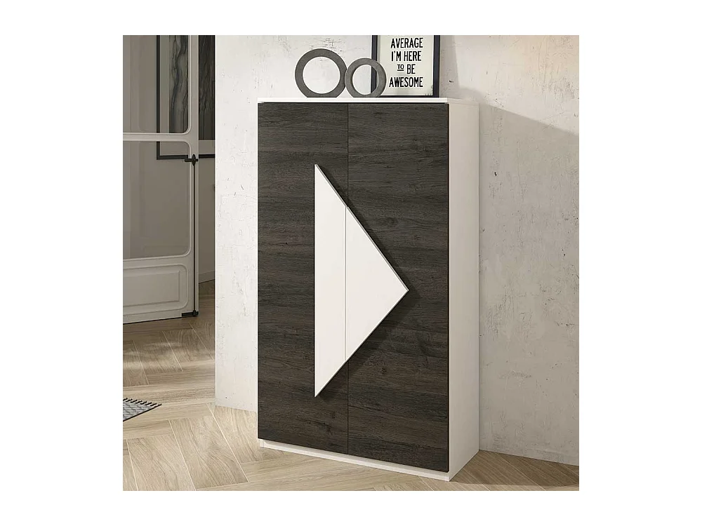 Schuhschrank in Schwarzgrau und Weiß 2-türig