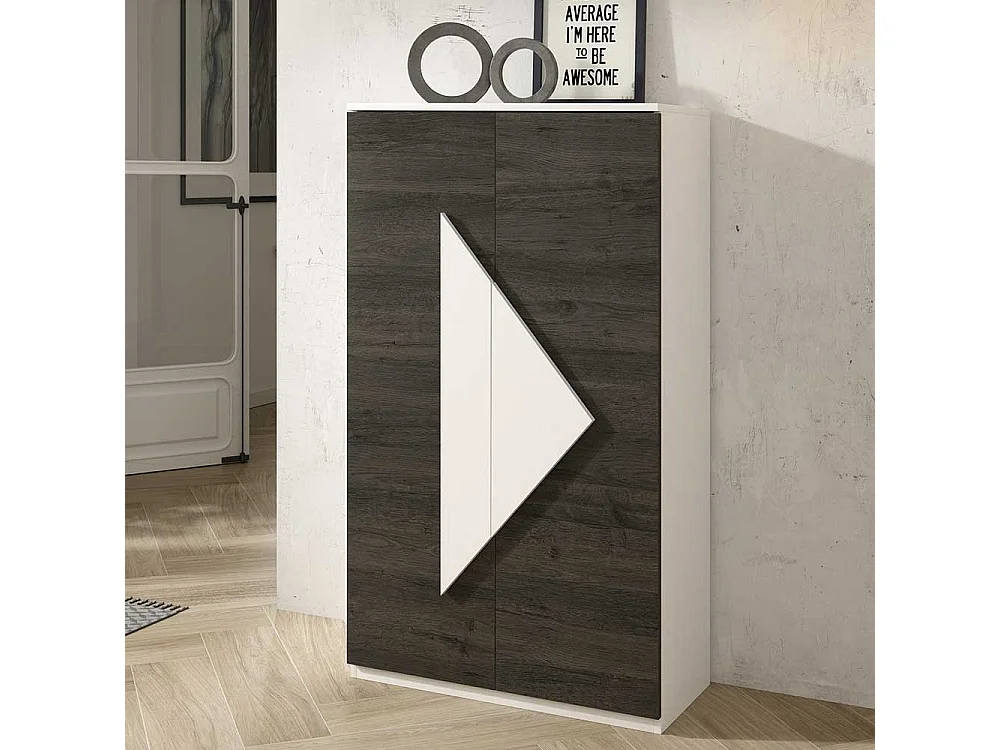 Schuhschrank in Schwarzgrau und Weiß 2-türig
