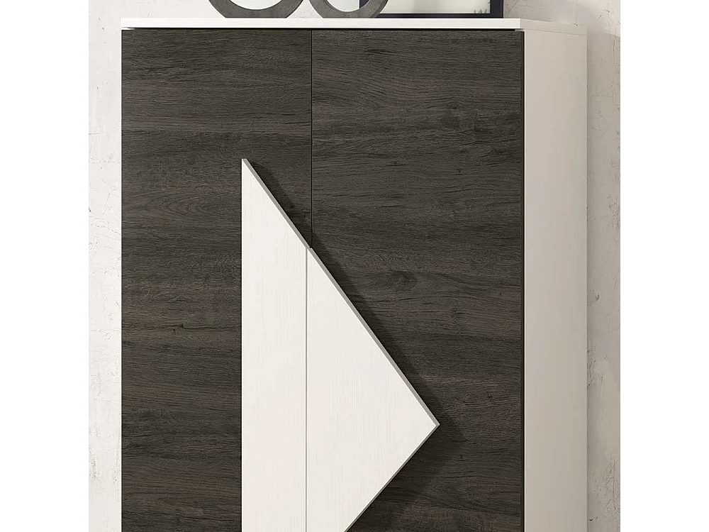 Schuhschrank in Schwarzgrau und Weiß 2-türig