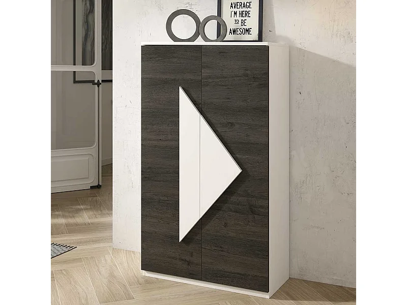 Schuhschrank in Schwarzgrau und Weiß 2-türig