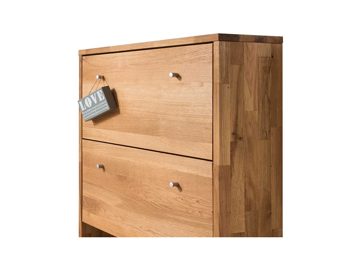 Massivholz Schuhschrank aus Wildeiche geölt 2 Klappen