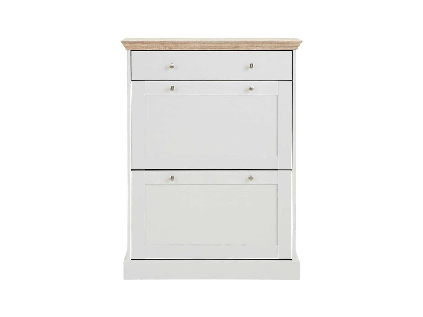 Schuhkipper in Weiß und Eiche Optik 80 cm breit