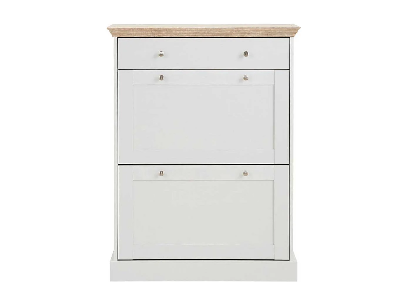 Schuhkipper in Weiß und Eiche Optik 80 cm breit