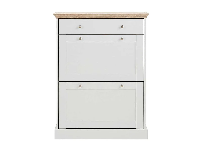 Schuhkipper in Weiß und Eiche Optik 80 cm breit