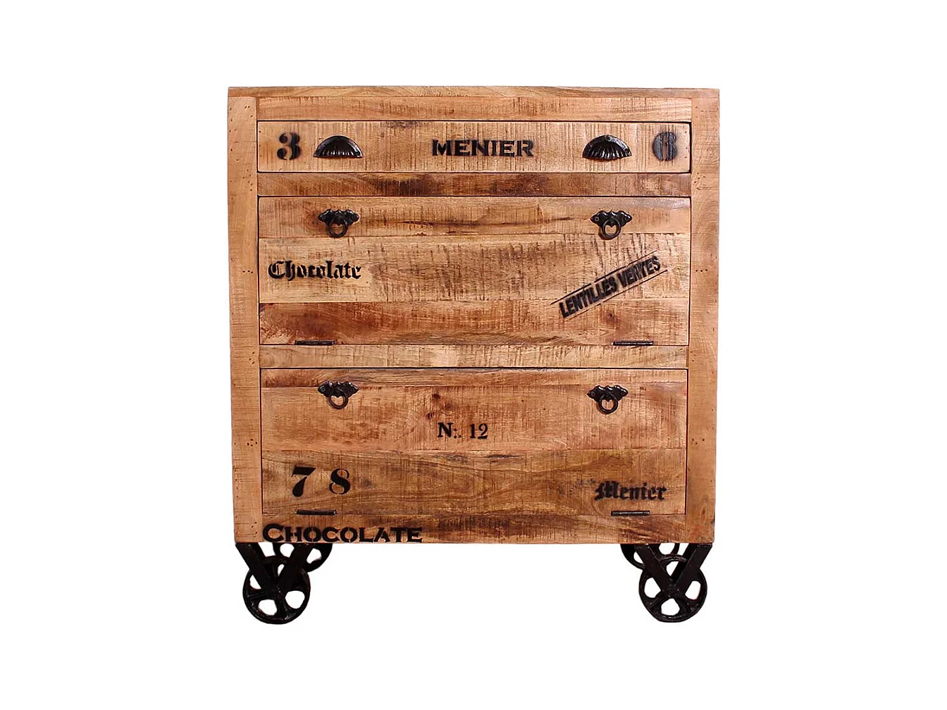 Schuhklappenschrank mit einer Schublade Mangobaum Recyclingholz