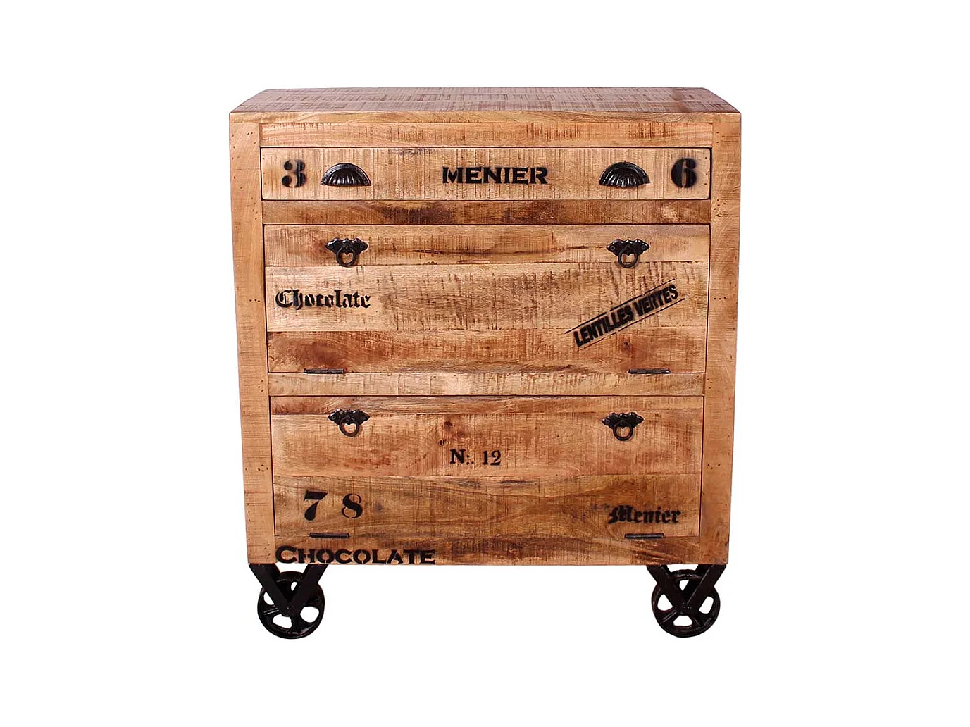 Schuhklappenschrank mit einer Schublade Mangobaum Recyclingholz