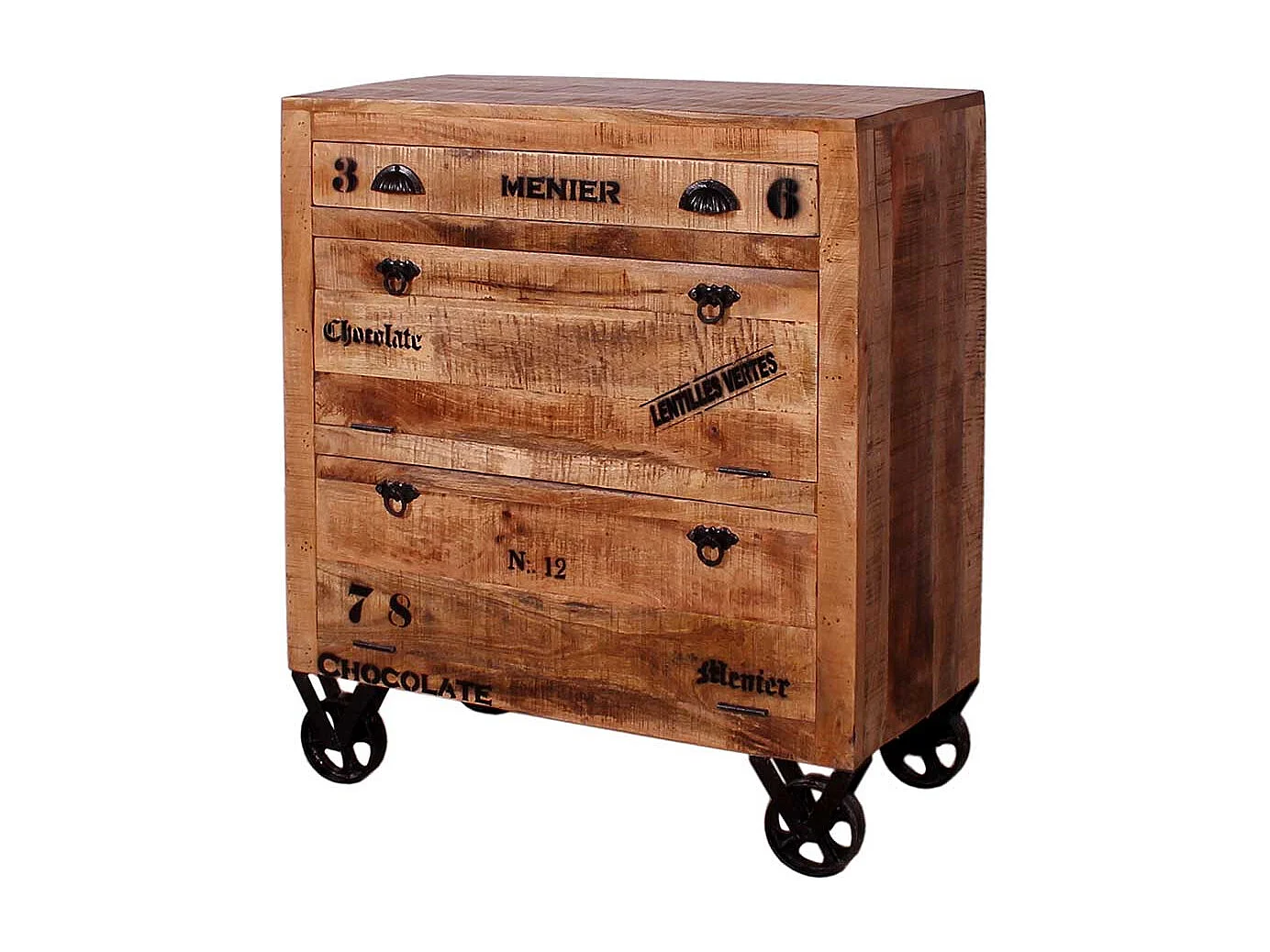 Schuhklappenschrank mit einer Schublade Mangobaum Recyclingholz