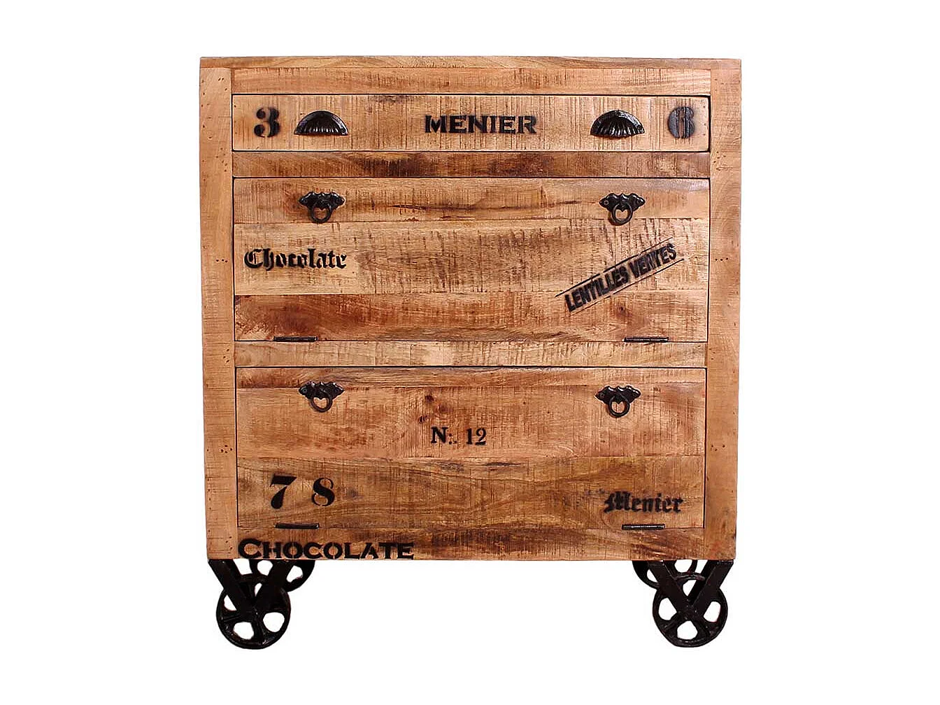 Schuhklappenschrank mit einer Schublade Mangobaum Recyclingholz