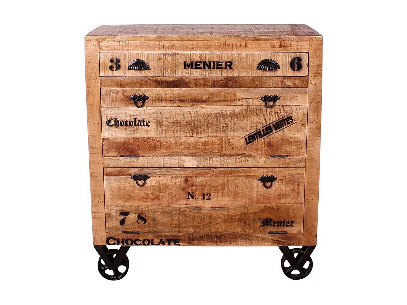 Schuhklappenschrank mit einer Schublade Mangobaum Recyclingholz