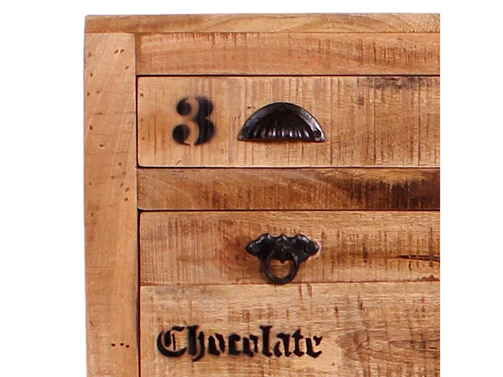 Schuhklappenschrank mit einer Schublade Mangobaum Recyclingholz