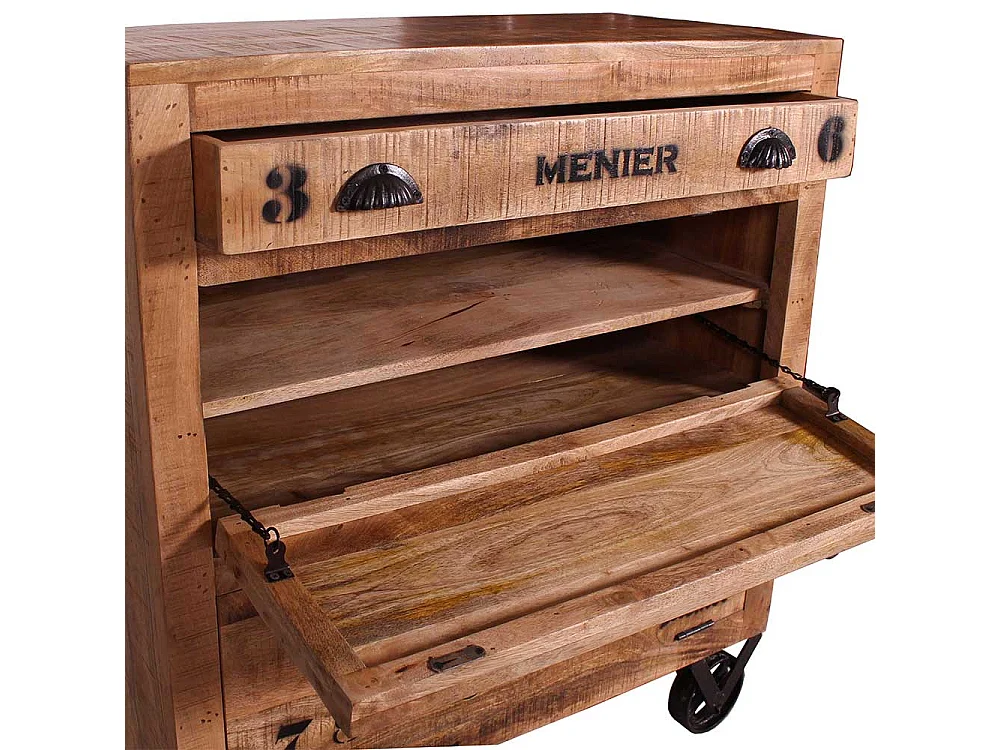 Schuhklappenschrank mit einer Schublade Mangobaum Recyclingholz