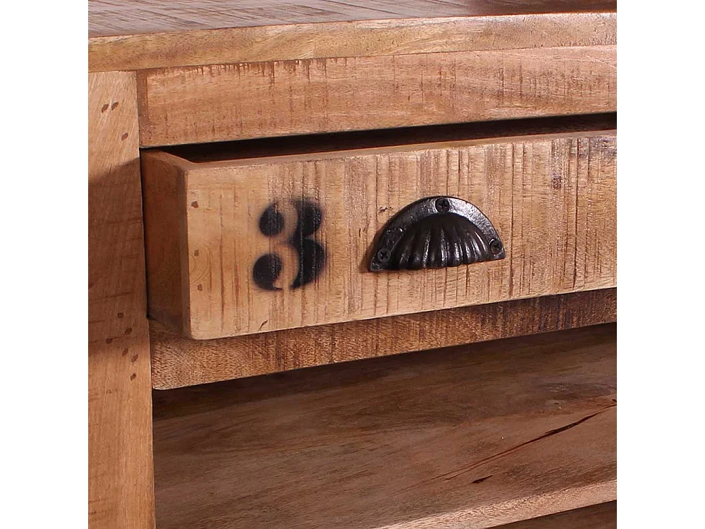 Schuhklappenschrank mit einer Schublade Mangobaum Recyclingholz