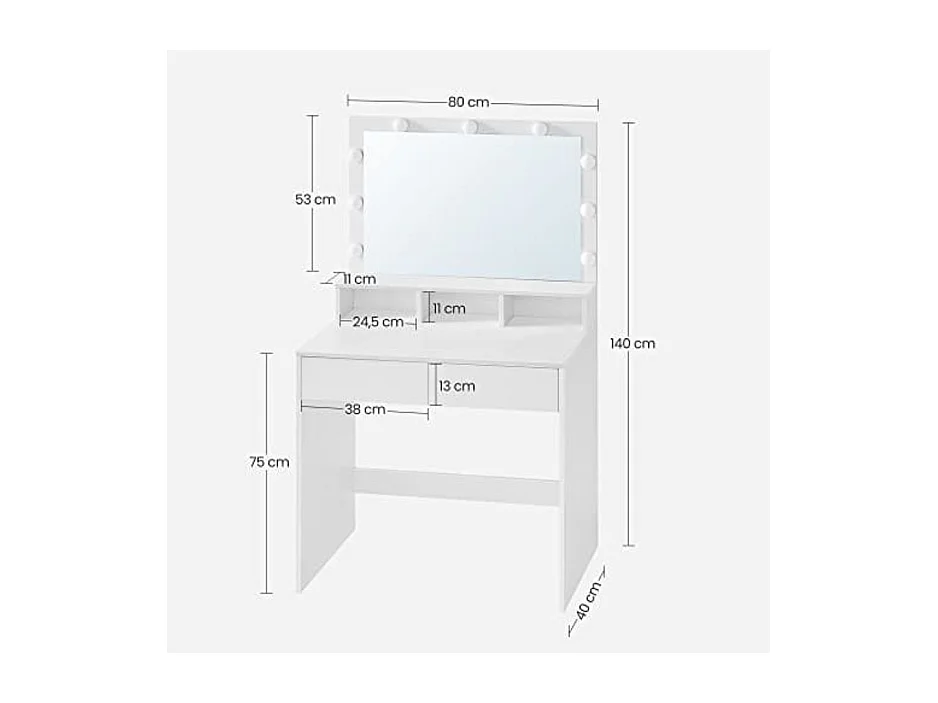 Tocador Valora blanco con espejo y luces LED | Escandinavo