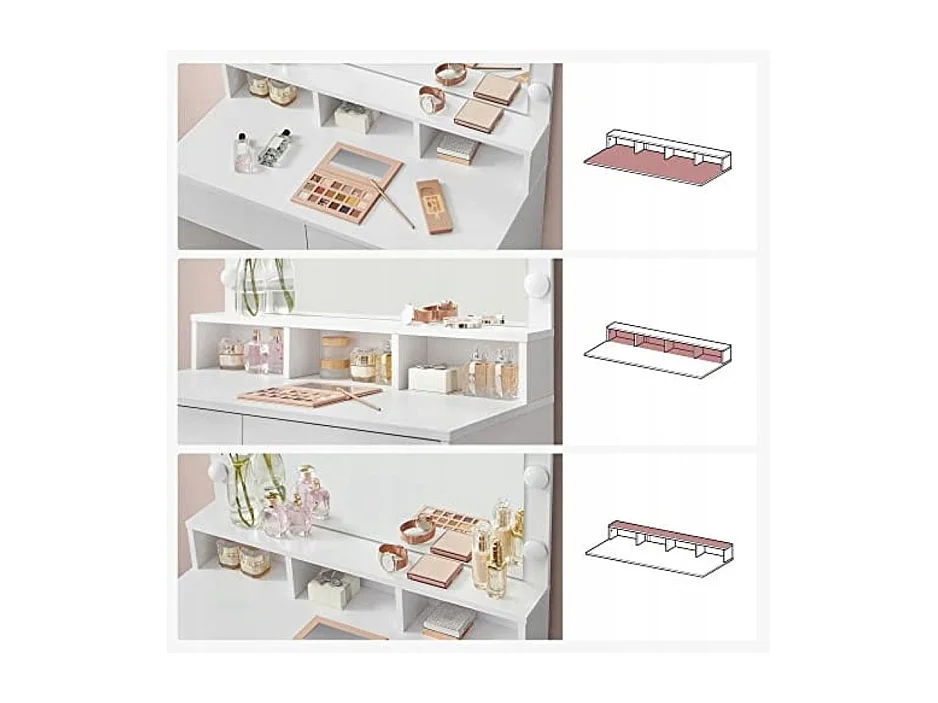 Tocador Valora blanco con espejo y luces LED | Escandinavo